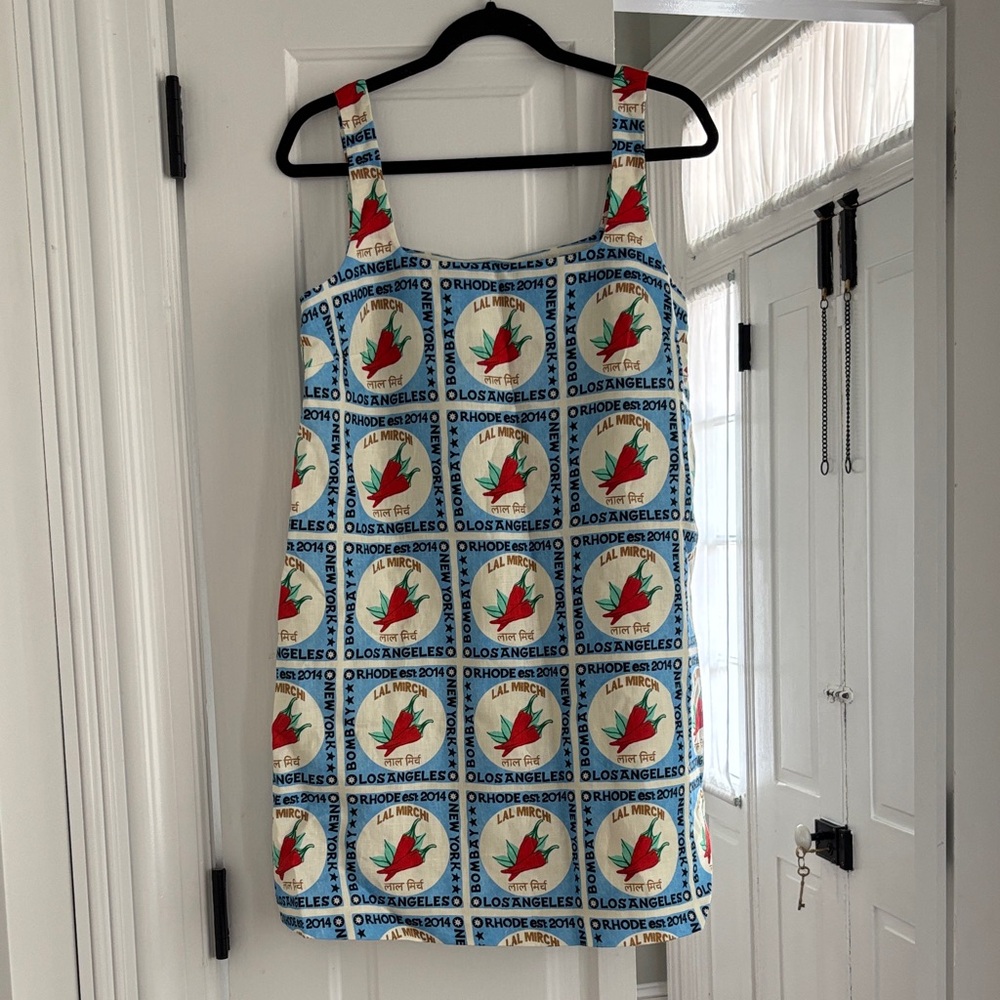 RHODE Blue and Red Graphic Mini Dress
